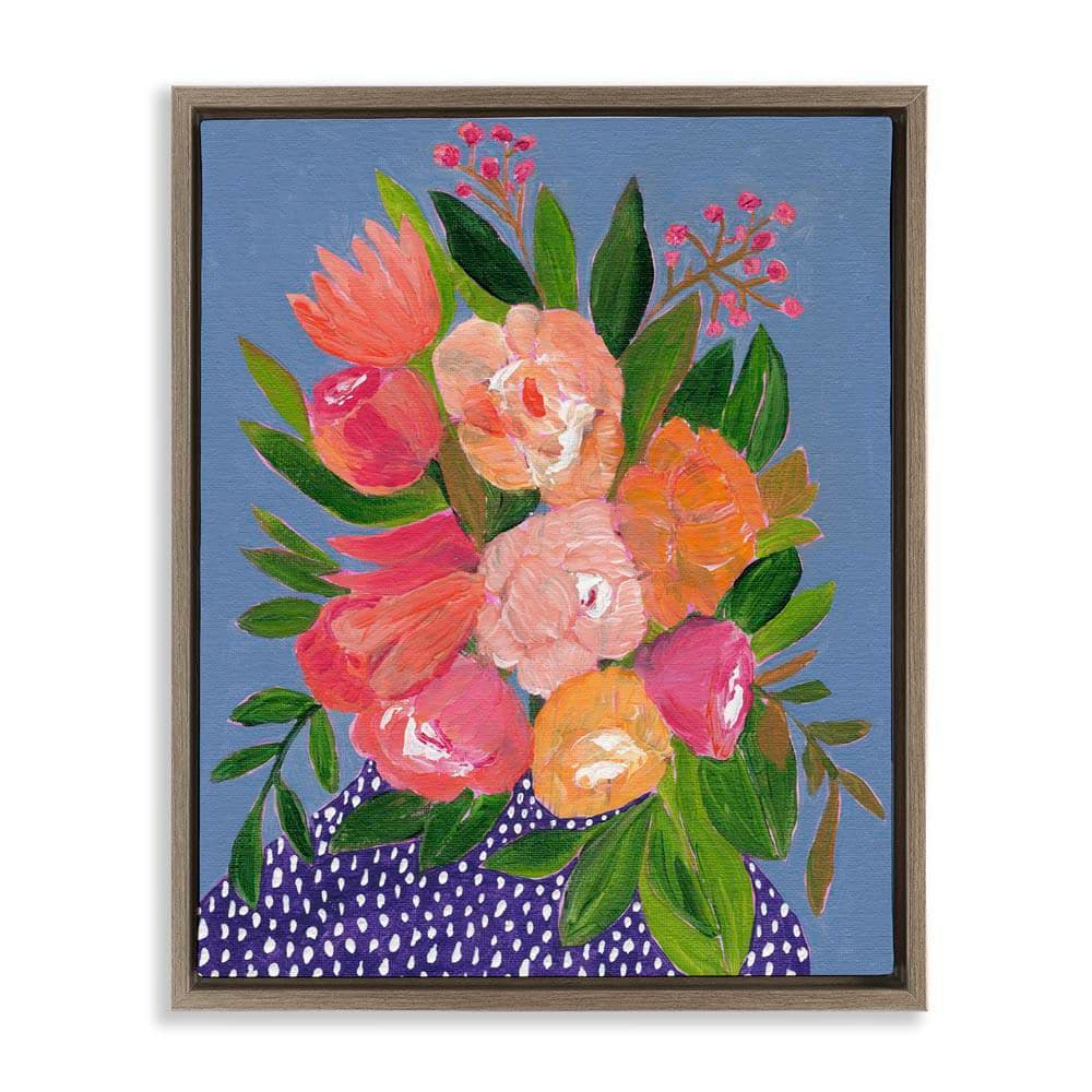 Modern Speckled Flower Vase by Nikita Jariwala Brown Floater Frame Nature Graphic Art Print 21 in. x 17 in. price history on PriceWatchPro