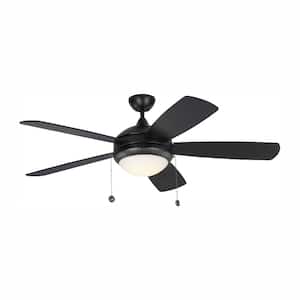 Discus Ornate 52 in. Traditional Integrated LED Indoor Matte Black Ceiling Fan with Black Blades, 3000K Light Kit