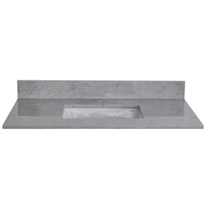 37 in. W x 22 in. D Engineered Stone Composite Vanity Top in Gray with White Rectangular Single Sink - Single Hole