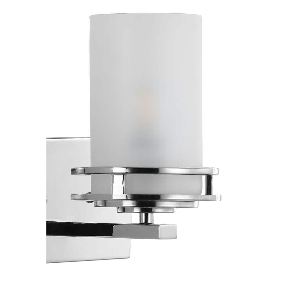 Fairfax Polished Chrome Cylinder Vanity Light with Frosted Shade