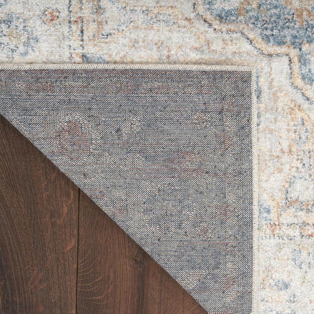 Denim Multi Floral Synthetic 8' x 10' Reversible Area Rug