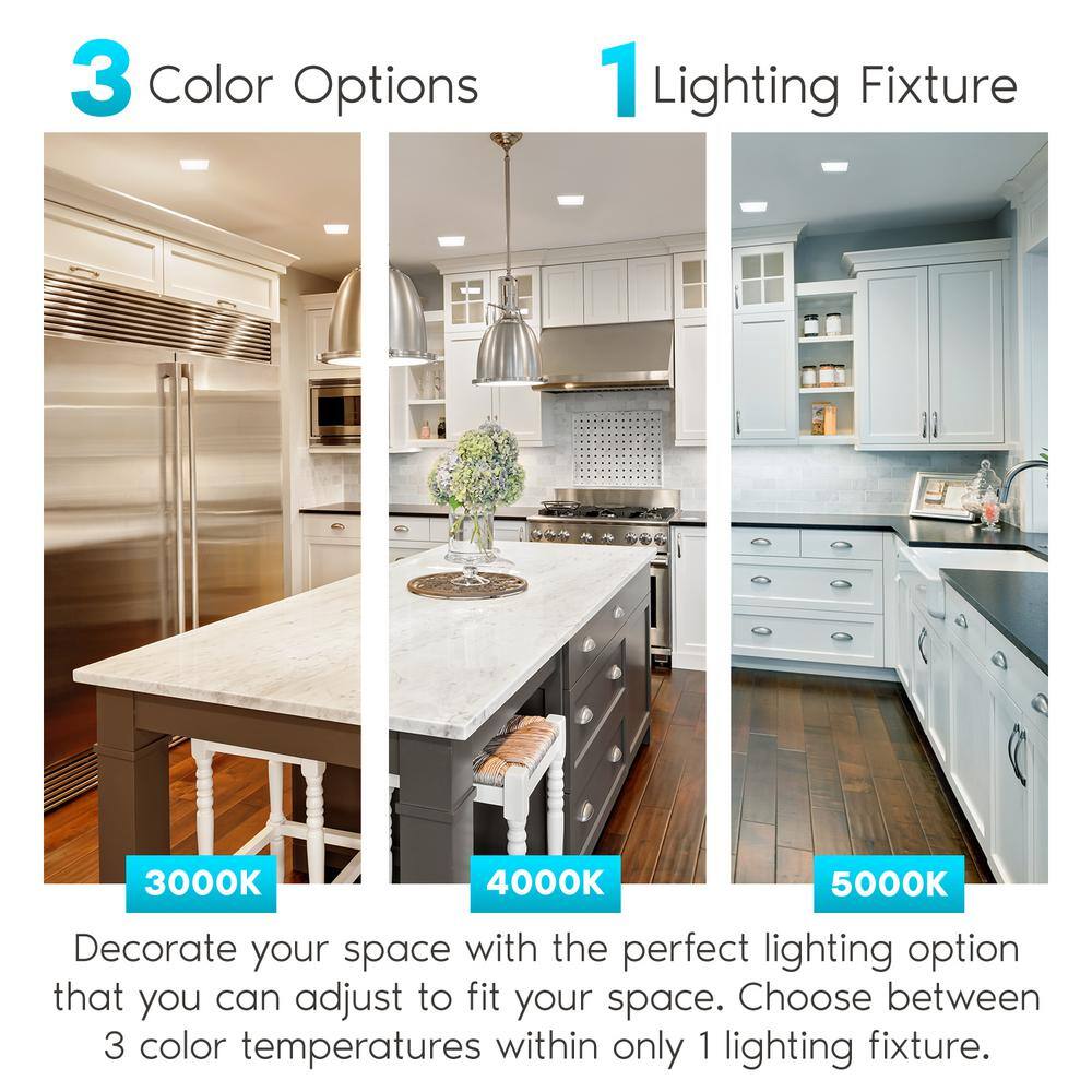 Sleek 4" Square LED Flush Mount Ceiling Light, 3-Color Adjustable