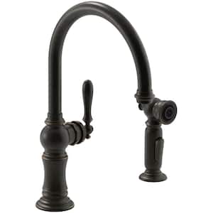 Artifacts Single-Handle Standard Kitchen Faucet with Swing Spout and Side Sprayer in Oil Rubbed Bronze