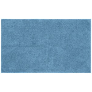 Queen Cotton Sky Blue 30 in. x 50 in. Washable Bathroom Accent Rug