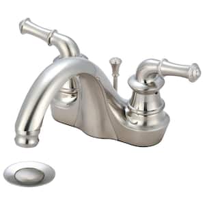 Del Mar 4 in. Centerset 2-Handle Bathroom Faucet in Brushed Nickel