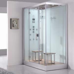 Platinum 59 in. x 36 in. x 90 in. Steam Shower in White with Hinged Door, Left Side Controls and 6 kW Steam Generator