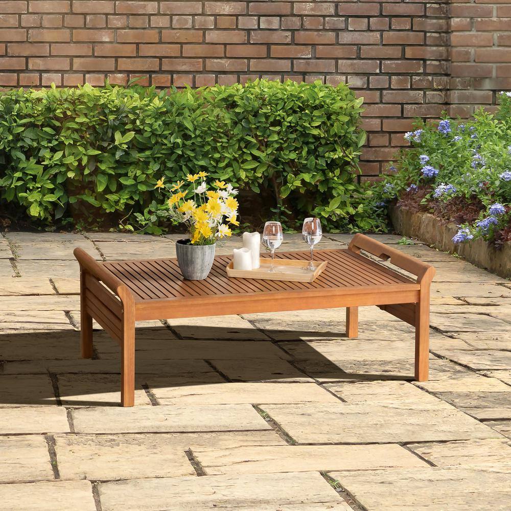 Stamford 48" Natural Eucalyptus Wood Outdoor Coffee Table
