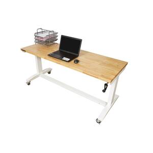 62 in. Adjustable Height Work Table in White