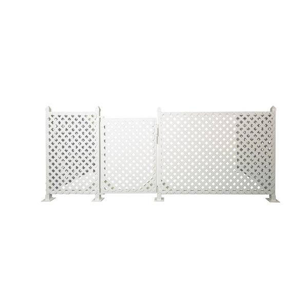Snapfence 3 Ft X 24 Ft White Plastic Lattice Fence Panel Enclosure Kit With Gate Insert Soft Surface Vfl24gas The Home Depot