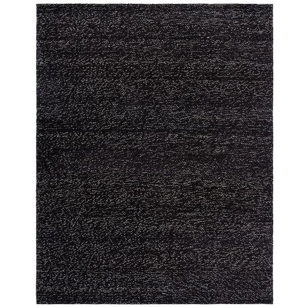 Natura 9 ft. x 12 ft. Black/Gray Textured Solid Area Rug