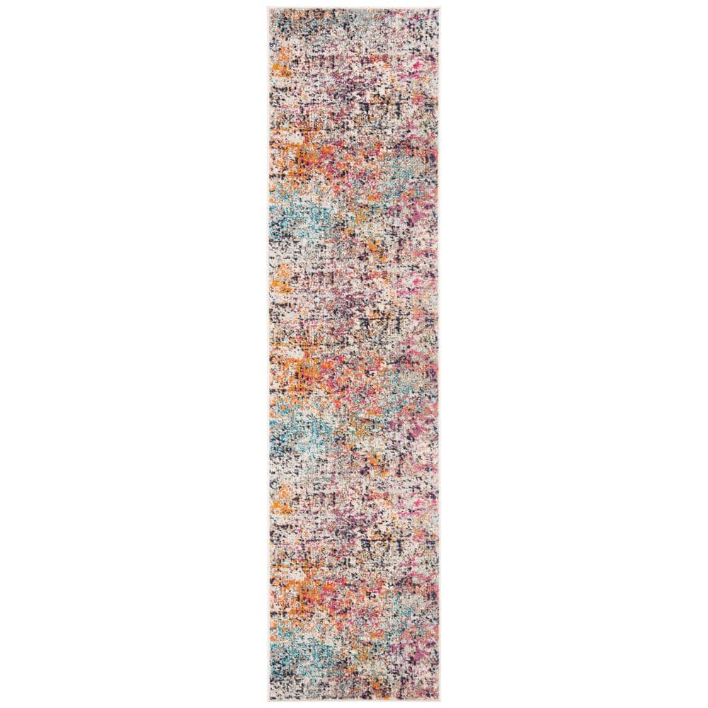 Metro-Mod Grey/Pink Synthetic 2'2" x 10' Runner Rug