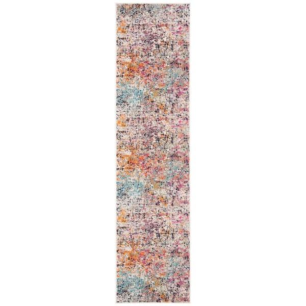 SAFAVIEH Madison Gray/Pink 2 ft. x 18 ft. Geometric Runner Rug