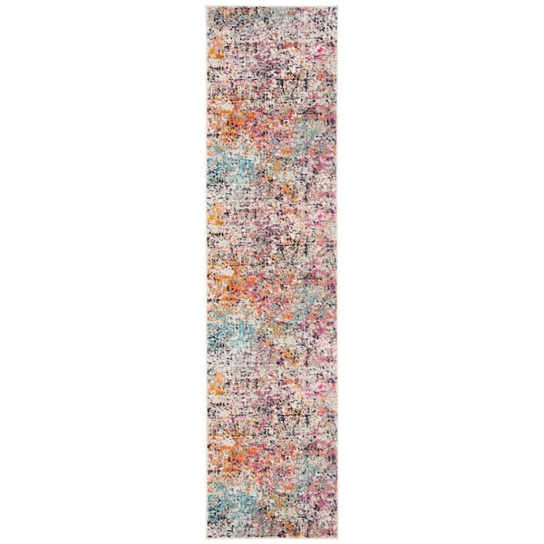 Madison Gray/Pink 2 ft. x 22 ft. Abstract Gradient Runner Rug