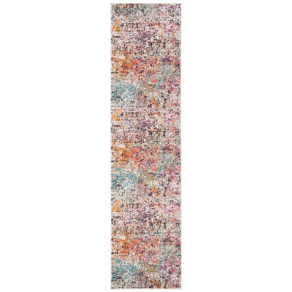 SAFAVIEH Madison Gray/Pink 2 ft. x 8 ft. Abstract Gradient Runner Rug