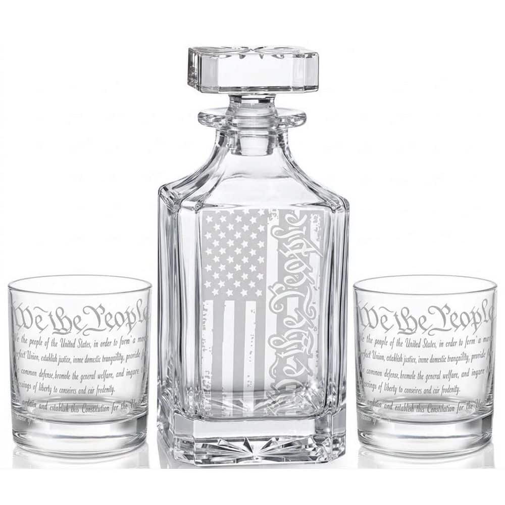 Engraved Whiskey Decanter Set with 2 Whiskey Glasses, Lead-Free Crystal Gift Set price history on PriceWatchPro