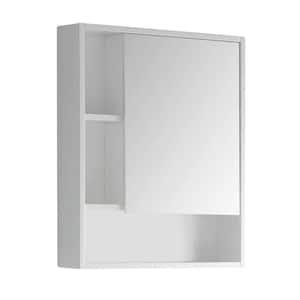 Shawbridge 24 in. W x 29.50 in. H Small Rectangular Matte White Surface Mount Medicine Cabinet with Mirror Right Hand