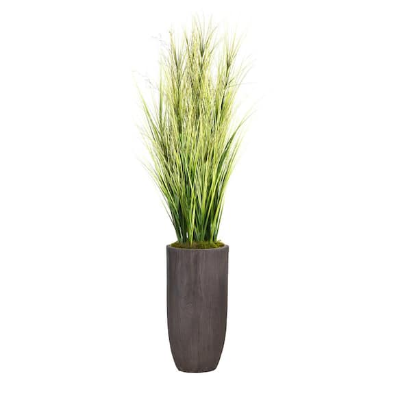 VINTAGE HOME 74.25 in. Tall Onion Grass Artificial Faux Decorative with Twigs in Resin Planter