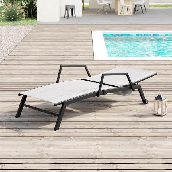 CORVUS Sorrento Arms Black Home Adjustable The Sling Depot Outdoor Fabric CL059-GSBK - with 1-piece Chaise Lounge