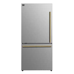 Milano 31 in. Stainless Steel Bottom Freezer Refrigerator with Ice Maker