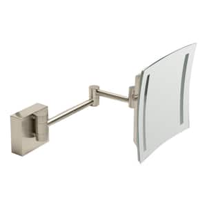 7.875 in. x 7.875 in. Lighted Wall Makeup Mirror in Brushed Nickel