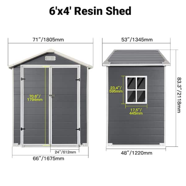 ToolCat 6x4ft Plastic Outdoor Storage Shed with Lockable Door