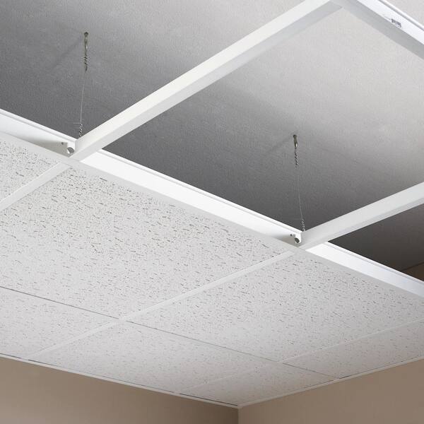100 Sq Ft White Suspended Ceiling Kit, Drop Ceiling Hardware Home Depot