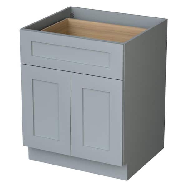 27 in. W x 24 in. D x 34.5 in. H Assembled Base Kitchen Cabinet in Gray with 2 Doors, 1 Drawers and 1 Shelf