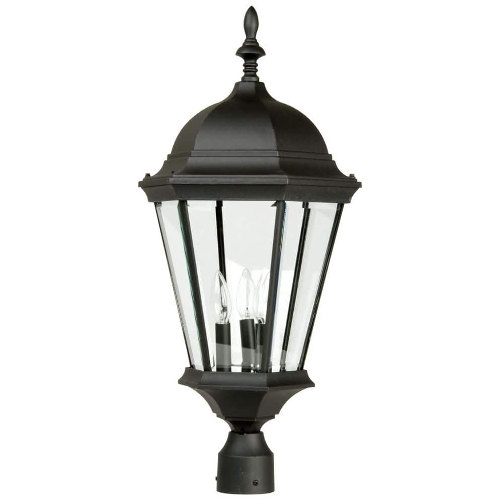 Straight Glass Cast 1 Light Black Aluminum Hardwired Outdoor Weather Resistant Post Light with No Bulb Included price history on PriceWatchPro