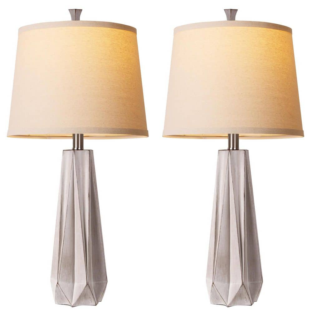 28'' Modern Wood Grain Resin Table Lamps Set of 2,3 Color Temp Beside Lamps with Linen Shade for Bedroom(Bulbs Included) price history on PriceWatchPro