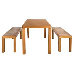 Dario Natural Brown 3-Piece Wood Outdoor Dining Set