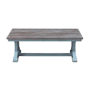 Bar Harbor 50 in. Blue Large Rectangle Wood Coffee Table