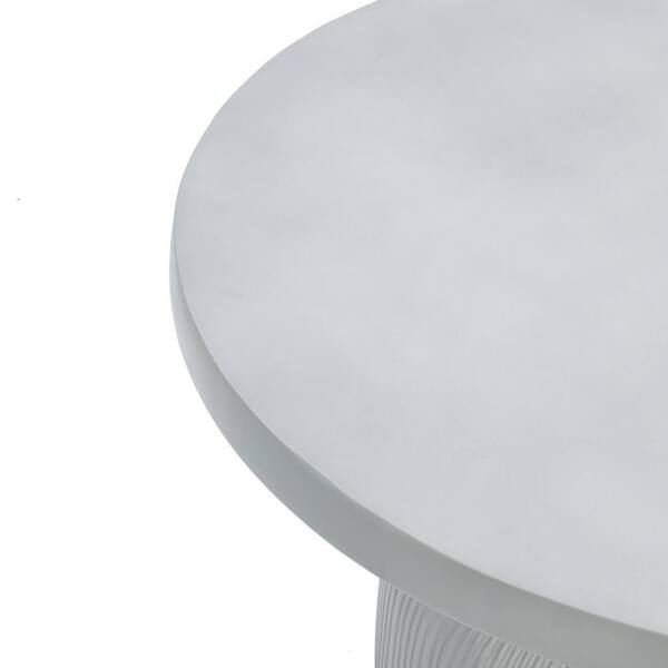 LuxenHome 29.5 in. Light Gray Round MgO Indoor and Outdoor