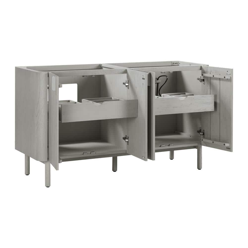 Blakely 60-Inch Gray Oak Double Bathroom Vanity Base