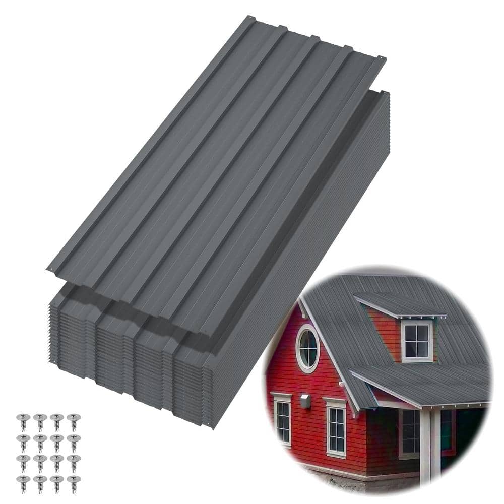 3.54x1.39 ft.Gray Galvanized Steel Corrugated Roofing Panels for Carport, Outdoor Storage,and Garage(20 Pieces) price history on PriceWatchPro