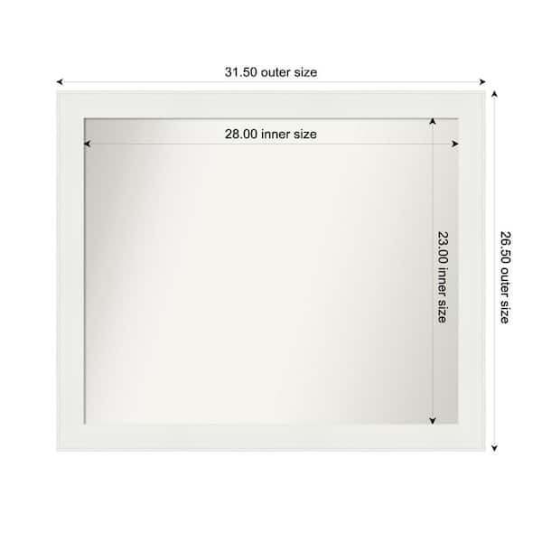 Amanti Art Vanity White Narrow 31.5 in. x 26.5 in. Custom Non-Beveled Recycled Polystyrene Framed Bathroom Vanity Wall Mirror