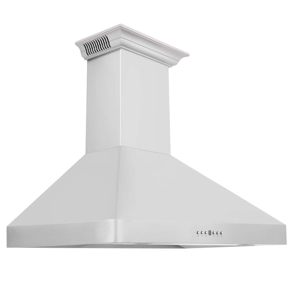 ZLINE Kitchen and Bath 36 in. 400 CFM Convertible Vent Wall Mount Range Hood in Stainless Steel with Built-in CrownSound Bluetooth Speakers, Brushed 430 Stainless Steel