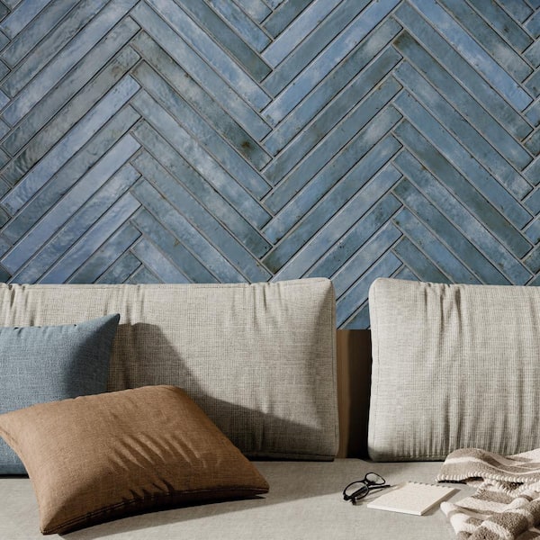 Phoenix Blue 1-7/8 in. x 17-3/4 in. Porcelain Floor and Wall Tile (7.42 sq. ft./Case)