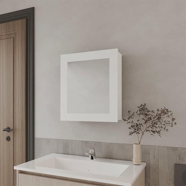 Blisstyle White 18.6 in. W x 20.5 in. H Coastal Rectangle Particle Board Framed Mirror Wall Mirror Bathroom Vanity Mirror