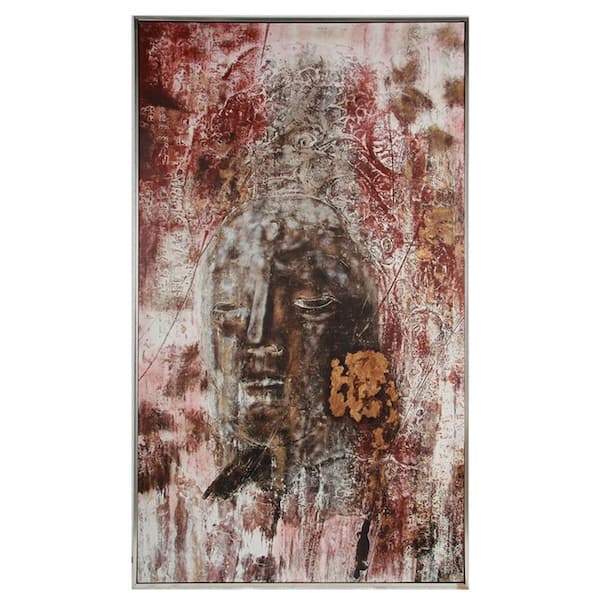 Brown and Red Wooden Framed Buddha Wall Art