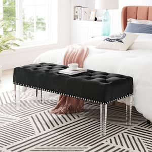 New Classic Furniture Vivian Black Bedroom Bench with Crystal Buttons