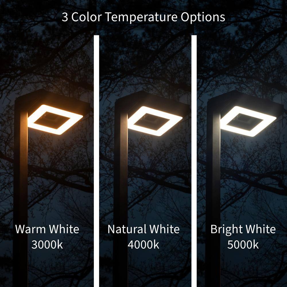 Contemporary Black Aluminum 99" LED Solar Lamp Post