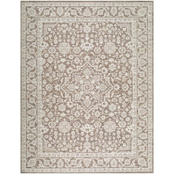 Nabela Noor Home Maan Dark Brown/Oatmeal Traditional 7 ft. x 10 ft. Machine Woven Area Rug