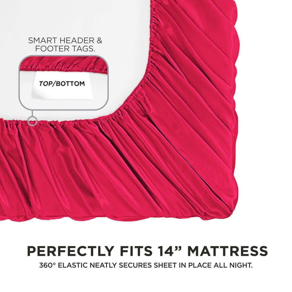 Hot Pink Full Satin Microfiber Deep Pocket Sheet Set