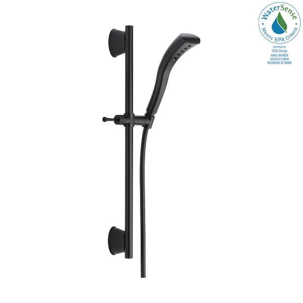 Stryke 1-Spray 2.3 in. Single Wall Bar Mount Handheld H2Okinetic Shower Head in Matte Black