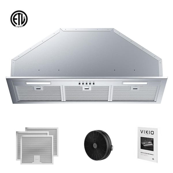 VIKIO 36 in. 900 CFM Convertible Ducted to Ductless Insert Range Hood in Stainless Steel with 3-Speed and LED Lights