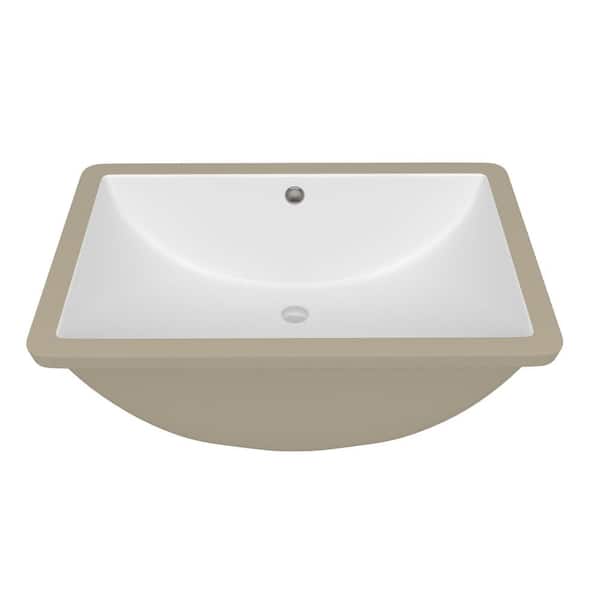 14.63 in Ceramic Wall-Mounted Rectangular Bathroom Sink Right Hand with Single Faucet Hole in White Floating Vessel Sink