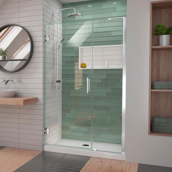 DreamLine Unidoor-LS 48 in. to 49 in. W x 72 in. H Frameless Hinged Shower Door in Chrome