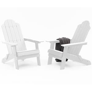White Plastic Outdoor Patio Folding Adirondack Chair (2-Pack)