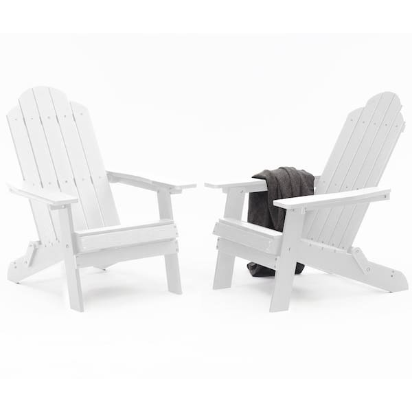 Mximu White Plastic Outdoor Patio Folding Adirondack Chair (2-Pack)