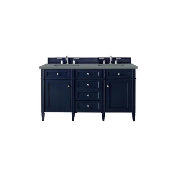 James Martin Vanities Brittany 60.0 in. W x 23.5 in. D x 34 in. H Bathroom Vanity in Victory Blue with Cala Blue Quartz Top